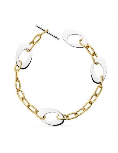 18K PULSERA BICOLOR MOTIVOS 24CM