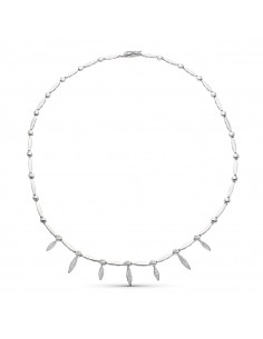18K GARGANTILLA ORO BLANCO Y CIRCONTAS