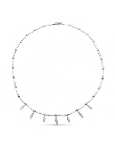 18K GARGANTILLA ORO BLANCO Y CIRCONTAS