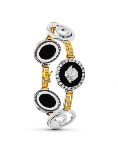 18K PULSERA ORO BICOLOR MEDUSAS CIRCONITAS