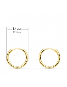 18K AROS ORO AMARILLO REDONDOS LISOS LIGEROS 14 X 1,50 MM 2