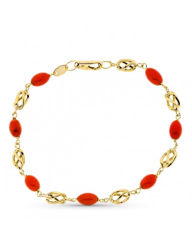 18K PULSERA ORO AMARILLO JAULA CORAL FINO CERDEÑA 19CM
