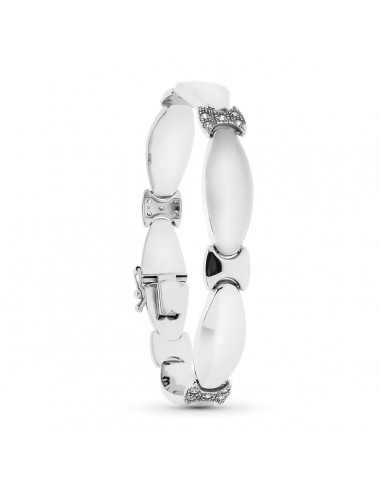 18K PULSERA ORO BLANCO MATE Y BRILLO 19.5 CM