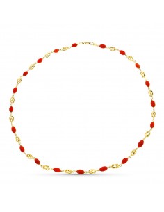 18K GARGANTILLA ORO AMARILLO JAULA CORAL FINO CERDEÑA 8X5 MM 45CM