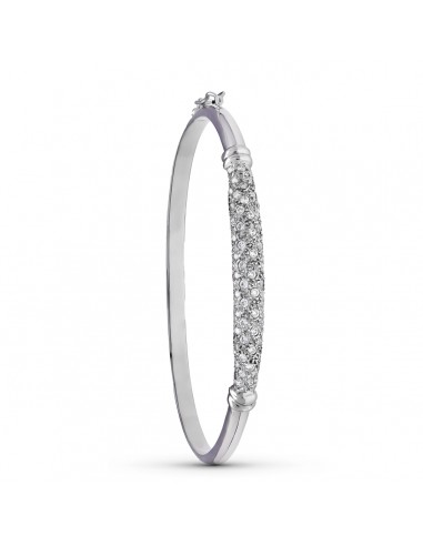 18K PULSERA ORO BLANCO MEDIA CAÑA CIRCONITAS