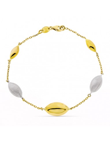 18K PULSERA ORO BICOLOR ADORNOS OVAL. ANCHO 9 MM LARGO 20CM