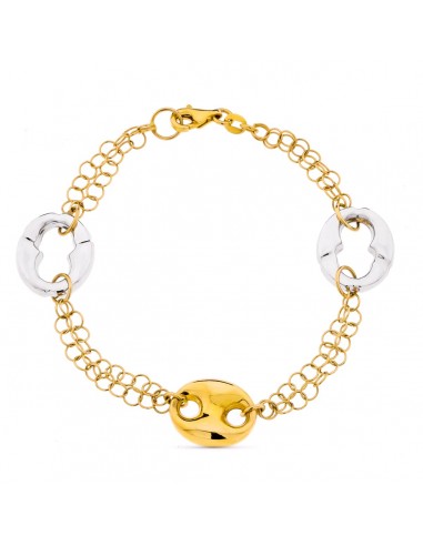 18K PULSERA BICOLOR NUDO BARCO