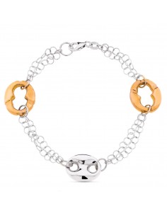 18K PULSERA BICOLOR ORO BLANCO Y ORO ROSA NUDO BARCO