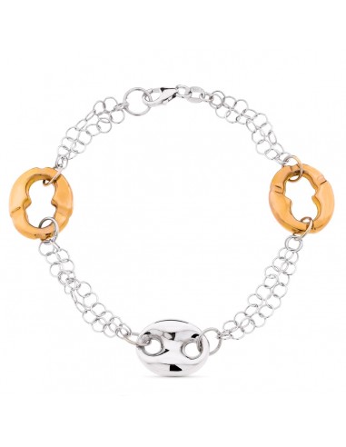 18K PULSERA BICOLOR ORO BLANCO Y ORO ROSA NUDO BARCO