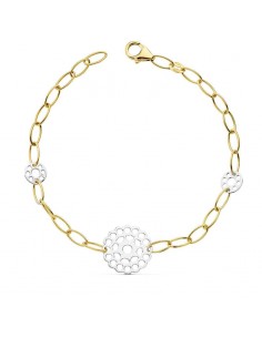 18K PULSERA BICOLOR MOTIVOS 19CM 4.00 GR