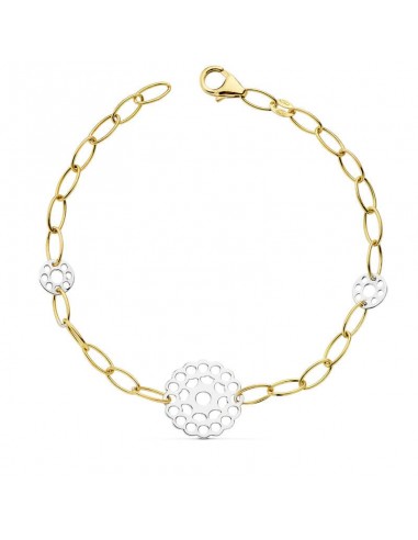 18K PULSERA BICOLOR MOTIVOS 19CM 4.00 GR