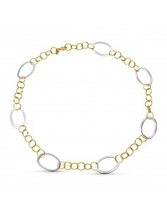 18K GARGANTILLA COLLAR ORO BICOLOR ESLABONES HUECOS 45CM