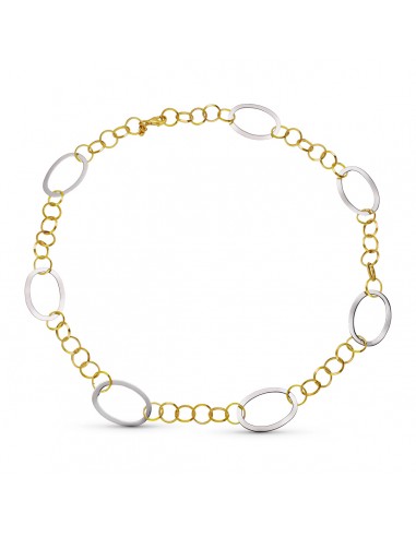 18K GARGANTILLA COLLAR ORO BICOLOR ESLABONES HUECOS 45CM