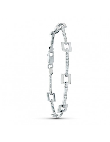 18K PULSERA ORO BLANCO CUADRADOS Y BARRAS CIRCONITAS