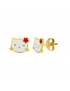 18K PENDIENTES ORO AMARILLO BUHO. 8X6 MM CIERRE PRESION