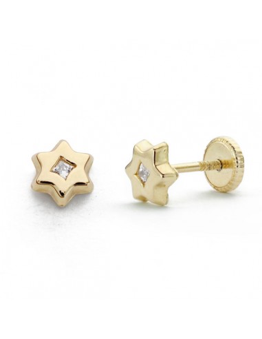 18K PENDIENTES ORO AMARILLO ESTRELLA CIRCONITA. 6 X 5MM.