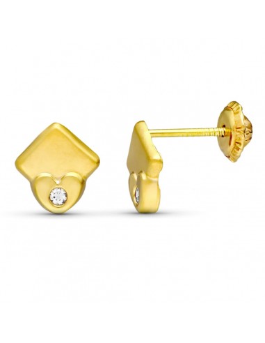18K PENDIENTES ORO AMARILLO ROMBOS 8X7 MM CIERRE TUERCA