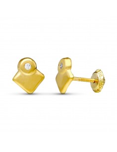 18K PENDIENTES ORO AMARILLO ROMBOS 7X7 MM CIERRE TUERCA