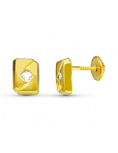 18K PENDIENTES ORO AMARILLO CIRCONITA 7X5 MM CIERRE TUERCA