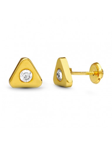 18K PENDIENTES ORO AMARILLO TRIANGULO 7X7 MM CIERRE TUERCA