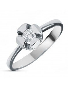 18K SOLITARIO ORO BLANCO DIAMANTE NATURAL TALLA BRILLANTE 0.20 QTS. ANCHO: 6MM. ALTO: 6MM
