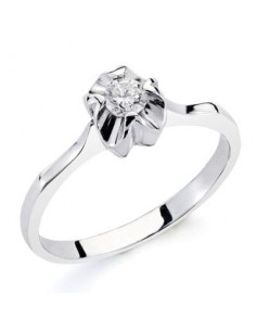 18K SOLITARIO ORO BLANCO DIAMANTE NATURAL TALLA BRILLANTE 0.20 QTS. ANCHO: 6MM.