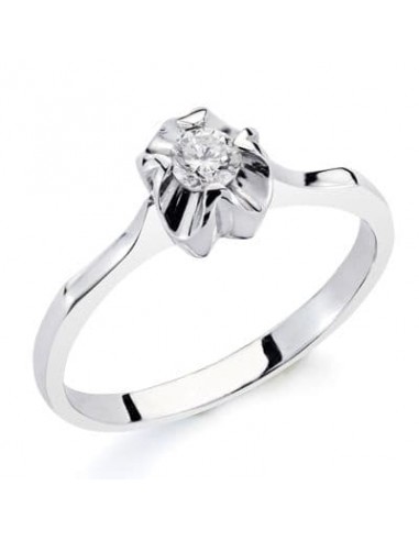 18K SOLITARIO ORO BLANCO DIAMANTE NATURAL TALLA BRILLANTE 0.20 QTS. ANCHO: 6MM.