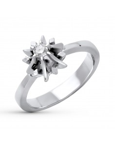 18K SOLITARIO ORO BLANCO DIAMANTE NATURAL  TALLA BRILLANTE 0.100 QTS. ANCHO: 9MM.