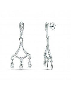 18K PENDIENTES ORO BLANCO NOVIA DOS CUERPOS 40X16 MM CIERRE PRESION