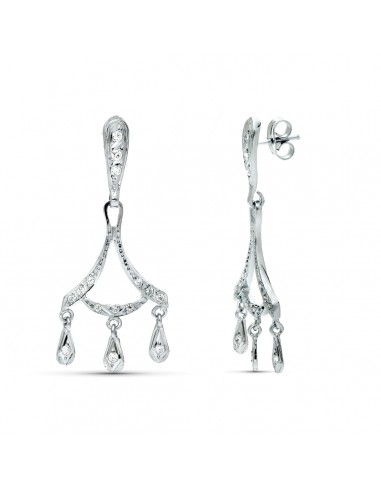 18K PENDIENTES ORO BLANCO NOVIA DOS CUERPOS 40X16 MM CIERRE PRESION