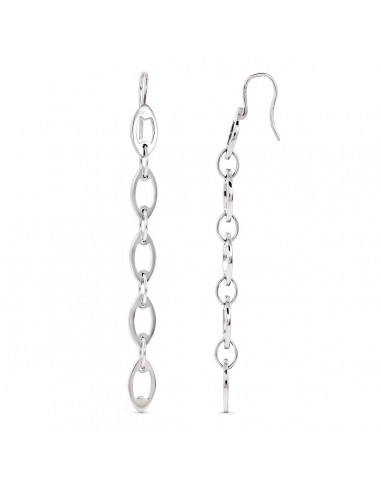 18K PENDIENTES ORO BLANCO CADENITAS. 64X5 MM CIERRE GANCHO