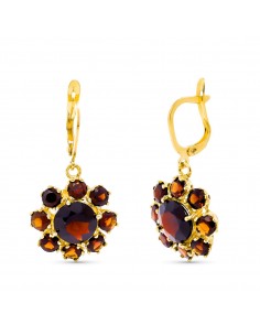18K PENDIENTES ORO AMARILLO DE GRANATE 30X16 MM CIERRE GANCHO