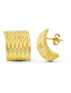 18K PENDIENTES ORO AMARILLO TALLADOS CIERRE PRESION