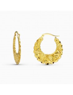 18K AROS ORO AMARILLO TALLADOS PLANOS 25 X 1 MM