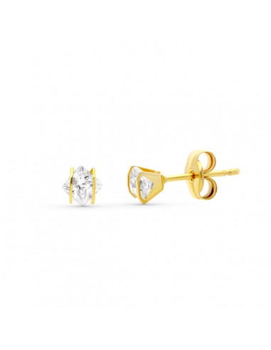 18K PENDIENTES ORO AMARILLO CIRCONITA CARRIL. 3X3 MM CIERRE PRESION