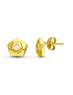 18K PENDIENTES ORO AMARILLO PENTAGONO. 7X7 MM CIERRE TUERCA