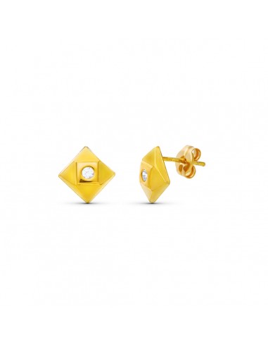 18K PENDIENTES ORO AMARILLO CUADRADOS 6X6 MM CIERRE PRESION