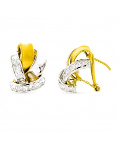 18K PENDIENTES BANDAS PIEDRA BICOLOR 18X14 MM OMEGA