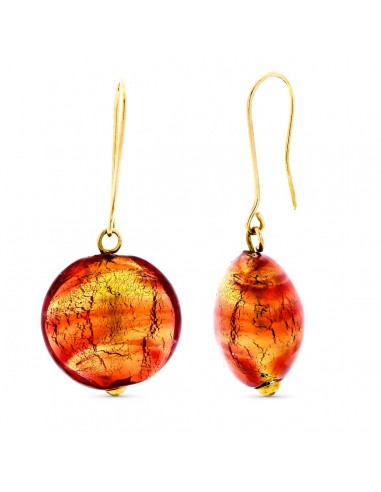 18K PENDIENTES ORO AMARILLO LARGO CRISTAL MURANO 41X18 MM CIERRE GANCHO