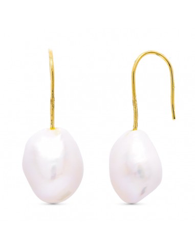 18K PENDIENTES ORO AMARILLO PERLA CULTIVADA PERA 33X10 MM CIERRE GANCHO