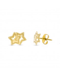 18K PENDIENTES ORO AMARILLO ESTRELLAS LASER. 9X7 MM CIERRE PRESION
