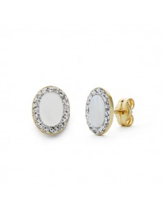 18K PENDIENTES OVAL NACAR. 8 X 6MM.PRESION
