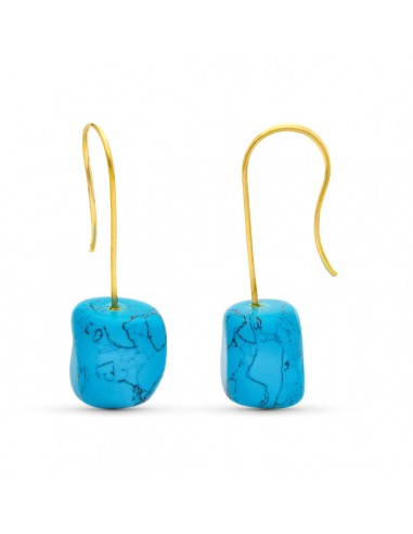 18K PENDIENTES ORO AMARILLO TURQUESA CIERRE GANCHO