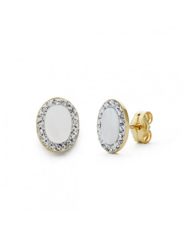 18K PENDIENTES OVAL NACAR. 8 X 6MM.PRESION