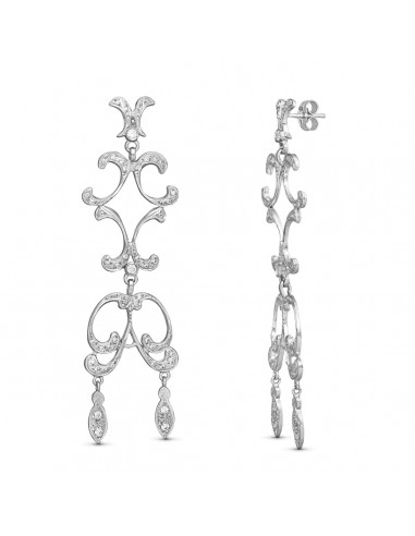 18K PENDIENTES ORO BLANCO CIRCONITA MANTILLA CARTIER 66X20 MM CIERRE PRESION