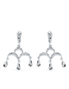18K PENDIENTES ORO BLANCO CIRCONITA 33X21 MM CIERRE PRESION
