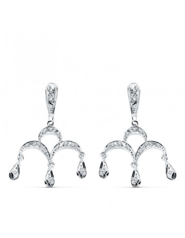 18K PENDIENTES ORO BLANCO CIRCONITA 33X21 MM CIERRE PRESION