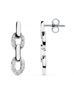 18K PENDIENTES ORO BLANCO CIRCONITA 26X6 MM CIERRE PRESION