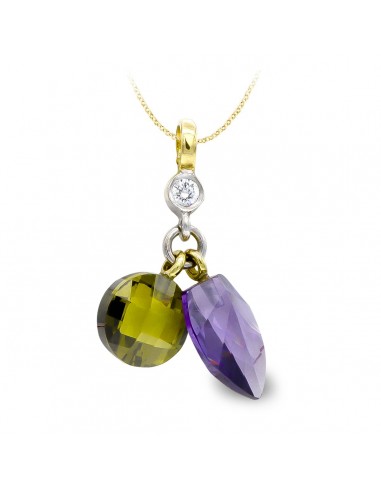 18K COLGANTE BICOLOR AMATISTA Y OLIVINA