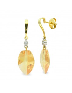 18K PENDIENTES ORO ORO BICOLOR TOPACIO 18 MM CIRCONITA CIERRE PRESION